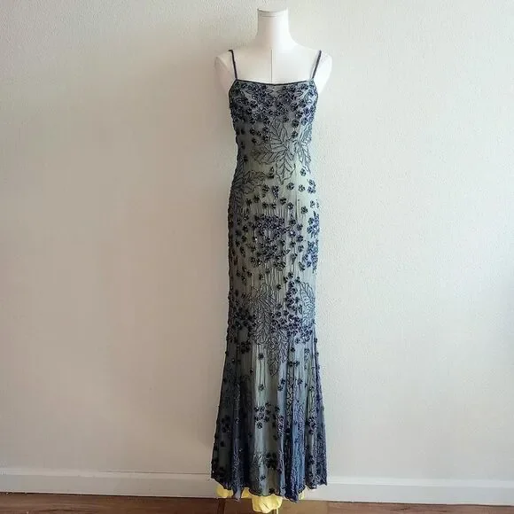 Y2K Silk Floral Beaded Sequin Fairygoth Dress - Picture 1 of 4